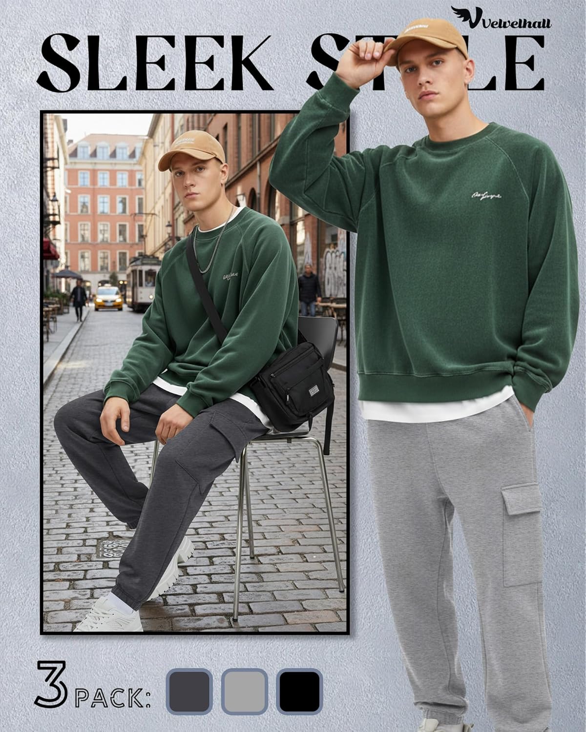 3 Pack Men's Cargo Sweatpants Baggy Joggers Casual Drawstring Pants Lightweight Workout Tapered with Pockets - Image 4