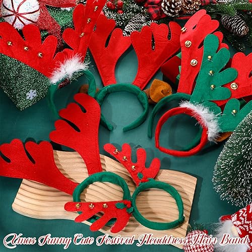 Miniatura 6 de 12 diademas de cuernos de reno de Navidad, decoración de diadema de Navidad, adorno de aro para el cabello, disfraz para niñas y mujeres adultas,