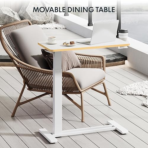 Vista 70 de FLEXISPOT - Mesita médica ajustable con ruedas, escritorio de pie neumático y móvil para laptop, mesa para colocar sobre la cama