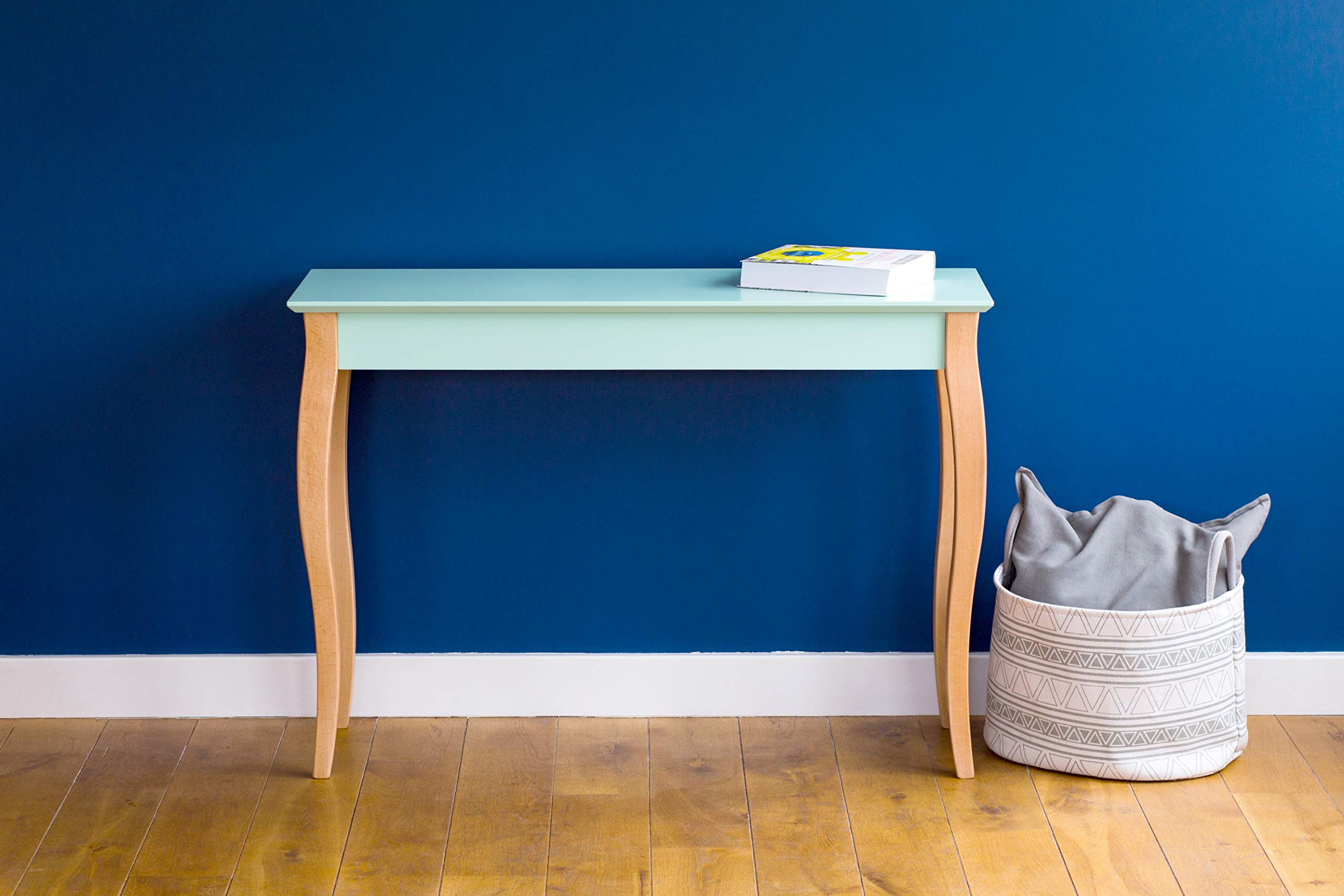 Console table d'appoint, meuble d'entrée noir 80x30x75 cm bois massif pin, rotin naturel meuble pro frco47114