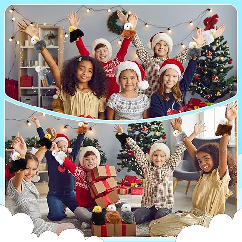 Vista 30 de Liliful Paquete de 8 pulseras de peluche para niños, diseño de gato de peluche, operación de Navidad, muñeca de 8 pulgadas, linda pulsera a presión