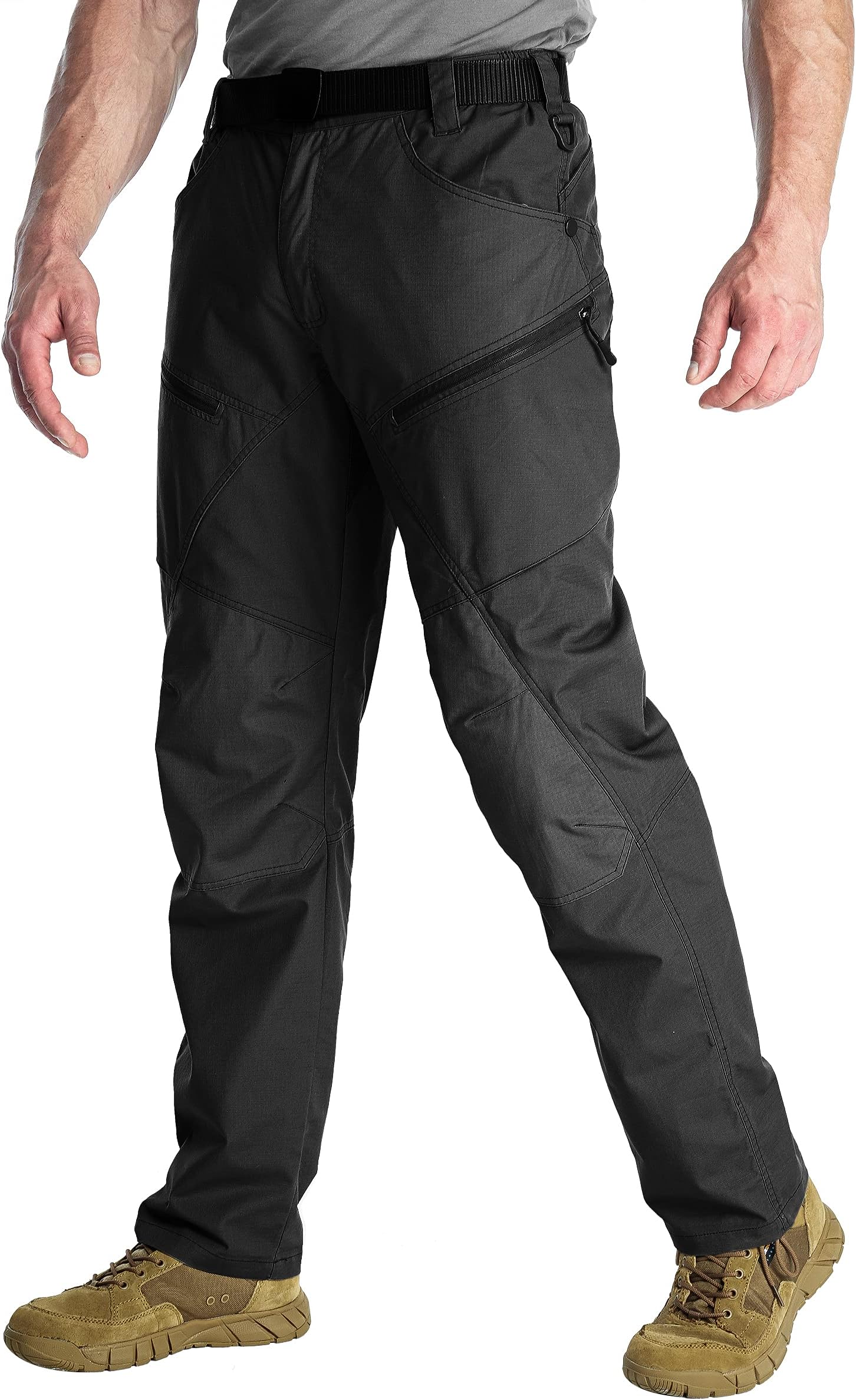 Mens Hiking Tactical Pants Lightweight Waterproof Jogger Casual Cargo Jogger Casual Trousers Without Belt