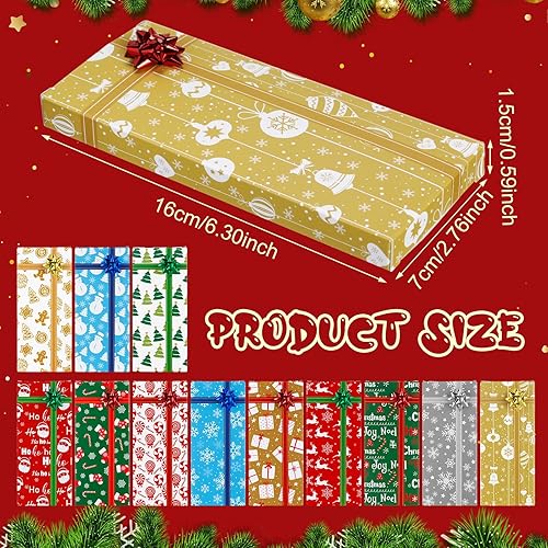 Miniatura 2 de Zhanmai 24 cajas de regalo de Navidad para tarjetas de regalo, caja de regalo de papel de aluminio en relieve, cajas de regalo de Navidad con lazos,