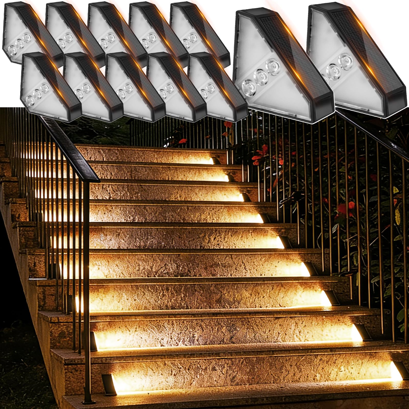Photo 1 of echosari Solar Step Lights - 12 Pack Warm White