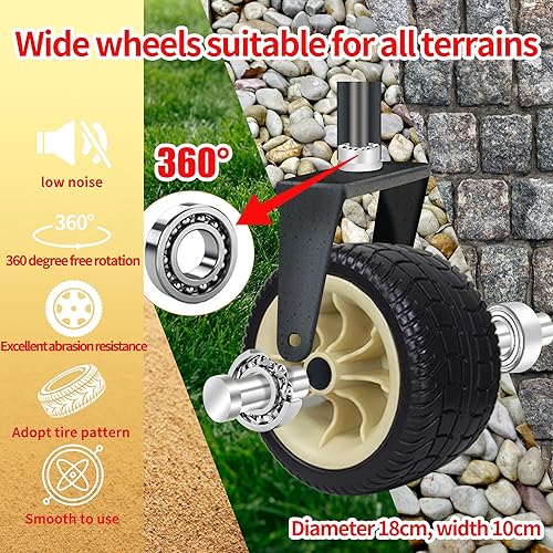Miniatura 4 de TMZ Carro plegable plegable, carrito de jardín utilitario al aire libre, carro de campamento resistente con ruedas grandes, carro plegable para