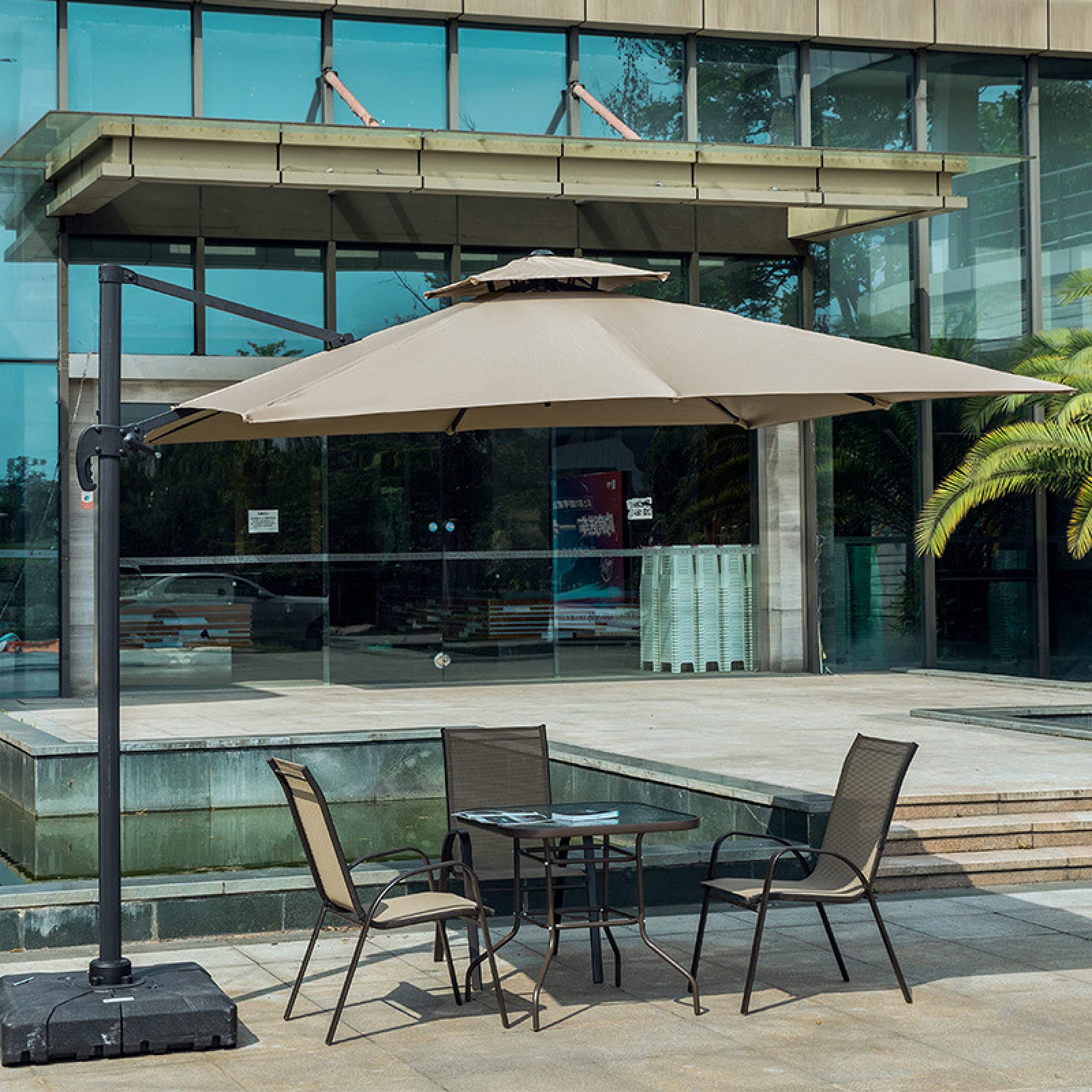 WDSOPK Outdoor Umbrella,Patio Umbrella Outdoor Table Umbrella,Backyard Patio Umbrella,Hanging Market Garden Umbrellas,for Backyard, Poolside,Red-2.5 * 2.5m(Brown-2.5 * 2.5m)