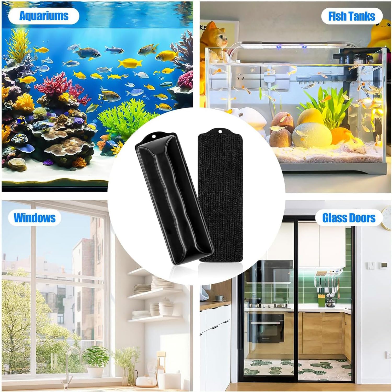 Aquarium Verre Brosse Magnétique, Nettoyeur de Vitre D'aquarium, Outil de Nettoyage Magnétique, Brosse Magnétique pour Aquarium, Brosse de Nettoyage Magnétique pour Aquarium