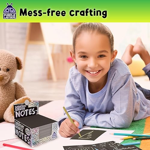 Miniatura 6 de Juego de 150 hojas de papel artístico para rascar + 2 lápices 150 hojas de papel holográfico para rascar para manualidades de niños y diversión en