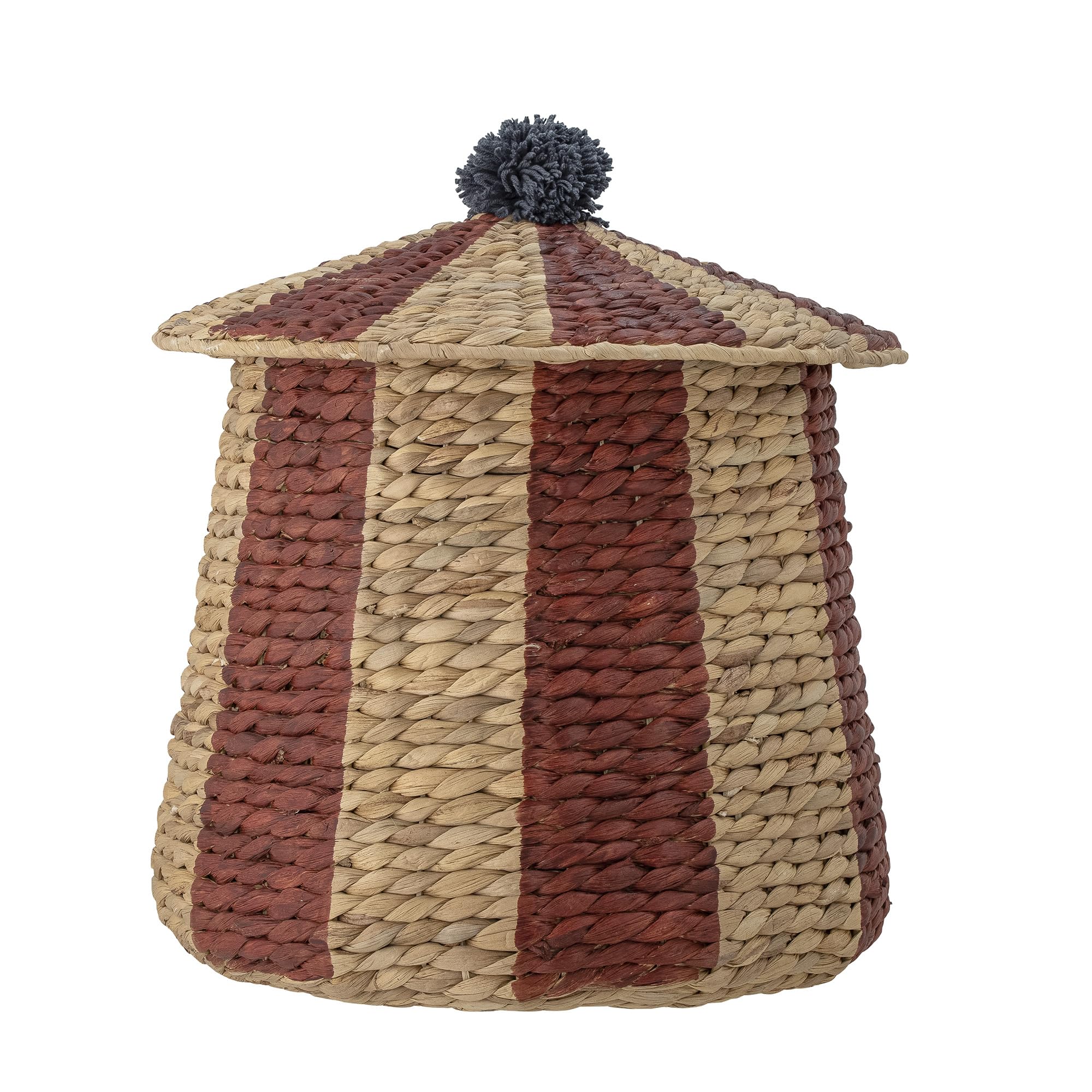 Bloomingville Mini Birsen Korb mit Deckel aus Wasserhyazinthe hergestellt, in der Farbe: Rot, Maße: 40 x 40 cm, 82054111