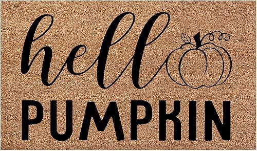 Tapete divertido de otoño, con texto en inglés "Hello Pumpkin", para Acción de Gracias, Halloween, decoración de porche delantero, tapete para