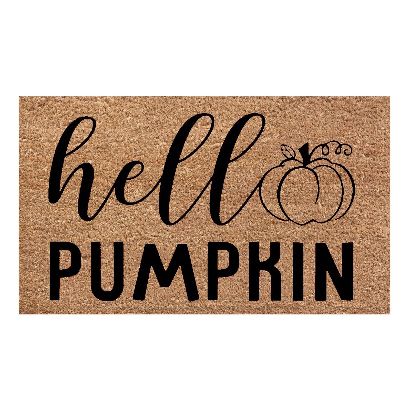 Hello Pumpkin Mat Halloween Door Mat Home Decorations, Non-Slip Pumpkin Welcome Doormat for Front Door, Indoor Outdoor Fall Rug for Home Kitchen Floor