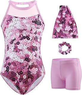 Gymnastics Leotards for Girls Clasp Back 4-Piece