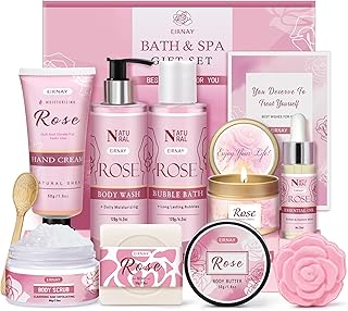 Gifts for Women, 12 PCS Birthday Gifts for Women Rose Relaxing Spa Basket Self Care Package for Her Mom Sister Wife Friend Unique Mothers Day Valentine Gift Ideal