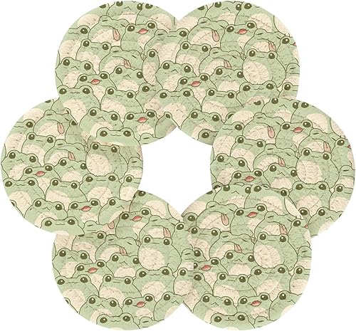 Miniatura 2 de Drink Coasters with Holder Set of 6 Coasters for Coffee Table Coffee Table Coasters Posavasos para Mesa Cute Frog Pattern