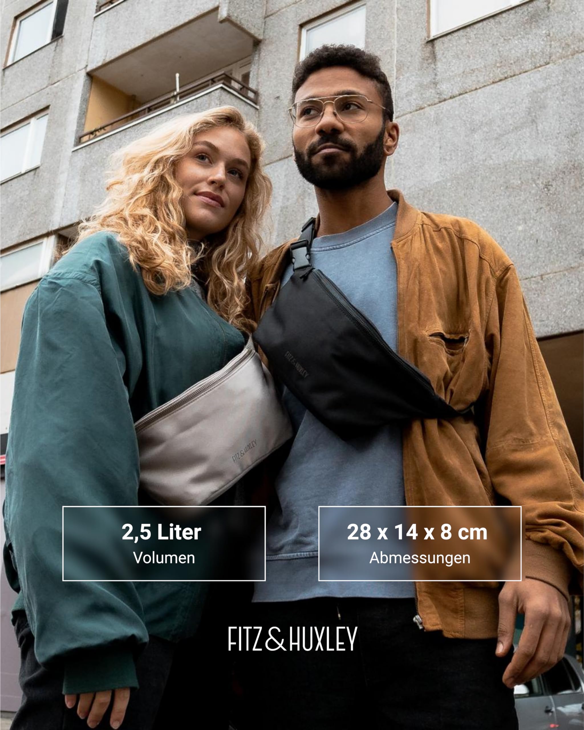 Fitz & Huxley Crossbody Bag Ocean [INKL. ANTIDIEBSTAHL-Fach] - Crossbag Groß für Herren & Damen - Wasserabweisende Umhängetasche aus Ocean Plastic - Bodybag Klein - Crossover Tasche & Gürteltasche