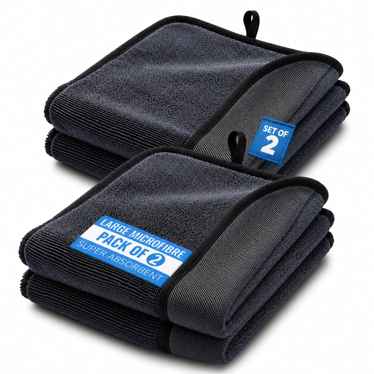 SavvyPick 2 Pack Large Microfibre Cloth | 600 GSM 40×40cm Square | Cleaning Cloths Streak-Free Lint Free | Dish Cloths for Kitchen, Glass & Home