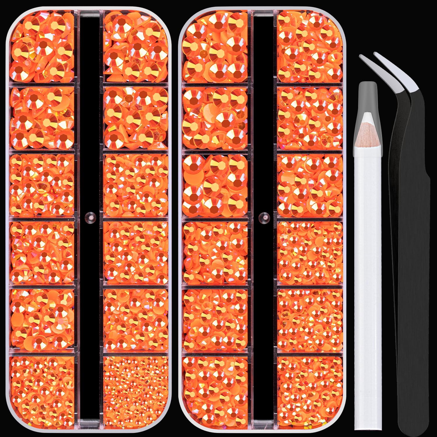 Resin Rhinestones for Crafting, 2/3/4/5/6mm Flatback Jelly Rhinestones, 2 Box Orange AB Non Hotfix Crystal Gems for Bedazzling Crafts Mugs Tumblers Clothes Makeup Nail