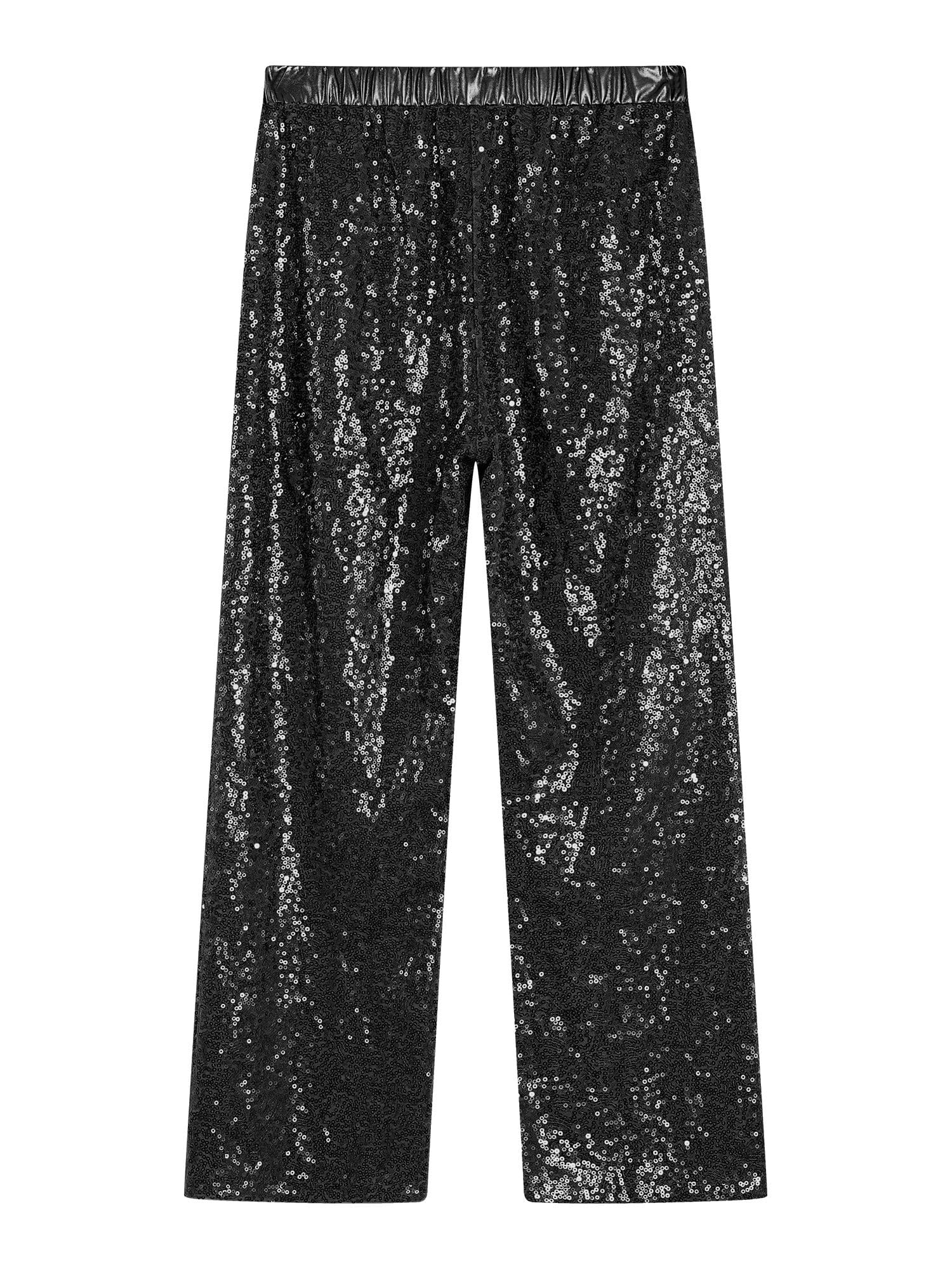 MSemis Bambina Pantaloni di Paillettes Glitter Pantaloni Lunghi da Ballo Latino Tango Danza Moderna Jazz Ragazza Pantaloni da Ballo di Strada Hip Hop Discoteca Dancewear
