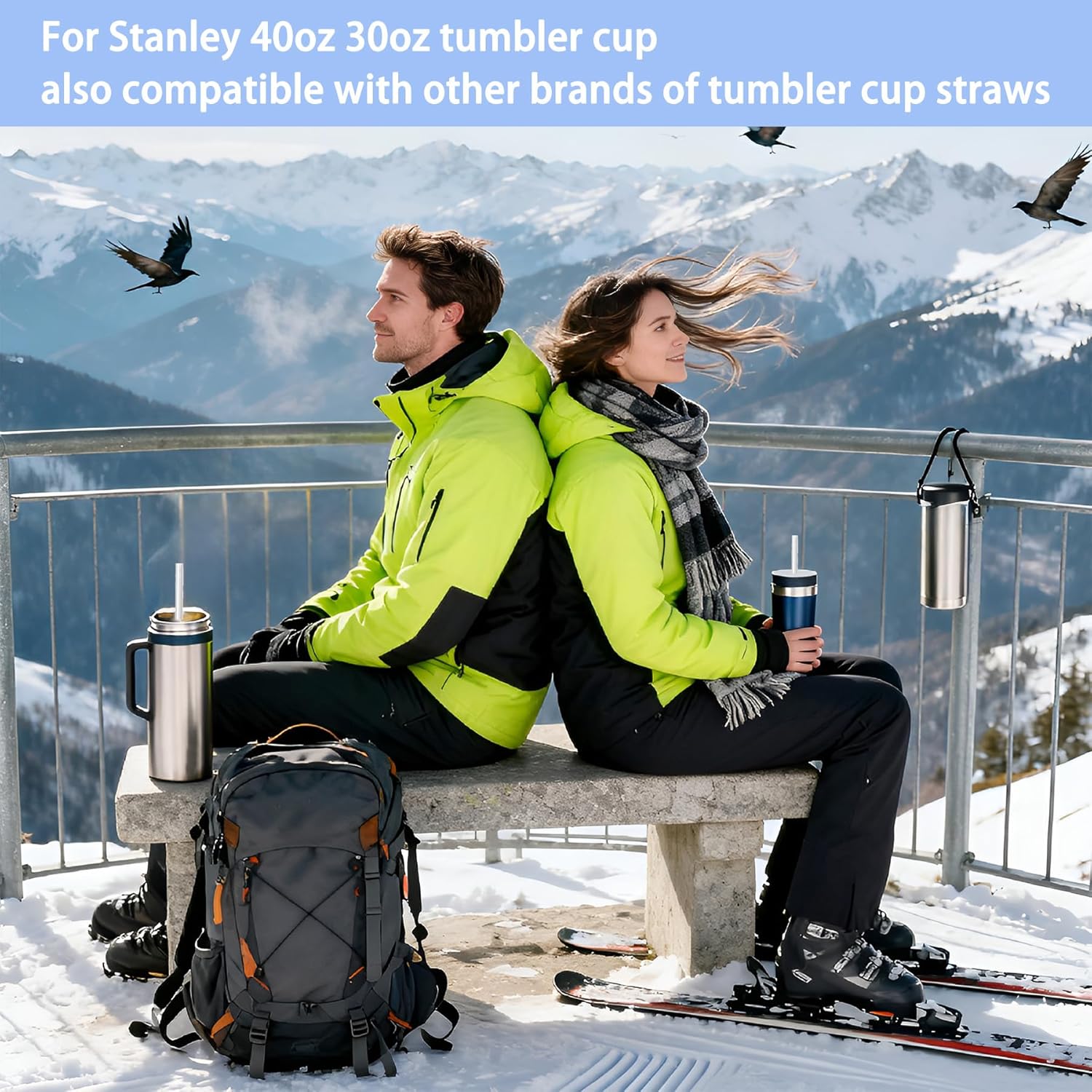 18PCS Replacement Straw Compatible with Stanley 40 oz 64 30 oz Cup Tumbler-Reusable Straws for Stanley 40 oz Tumbler with Handle,Clear Plastic Drinking Straws +2 Cleaning Brush for Stanley Accessories - Image 5