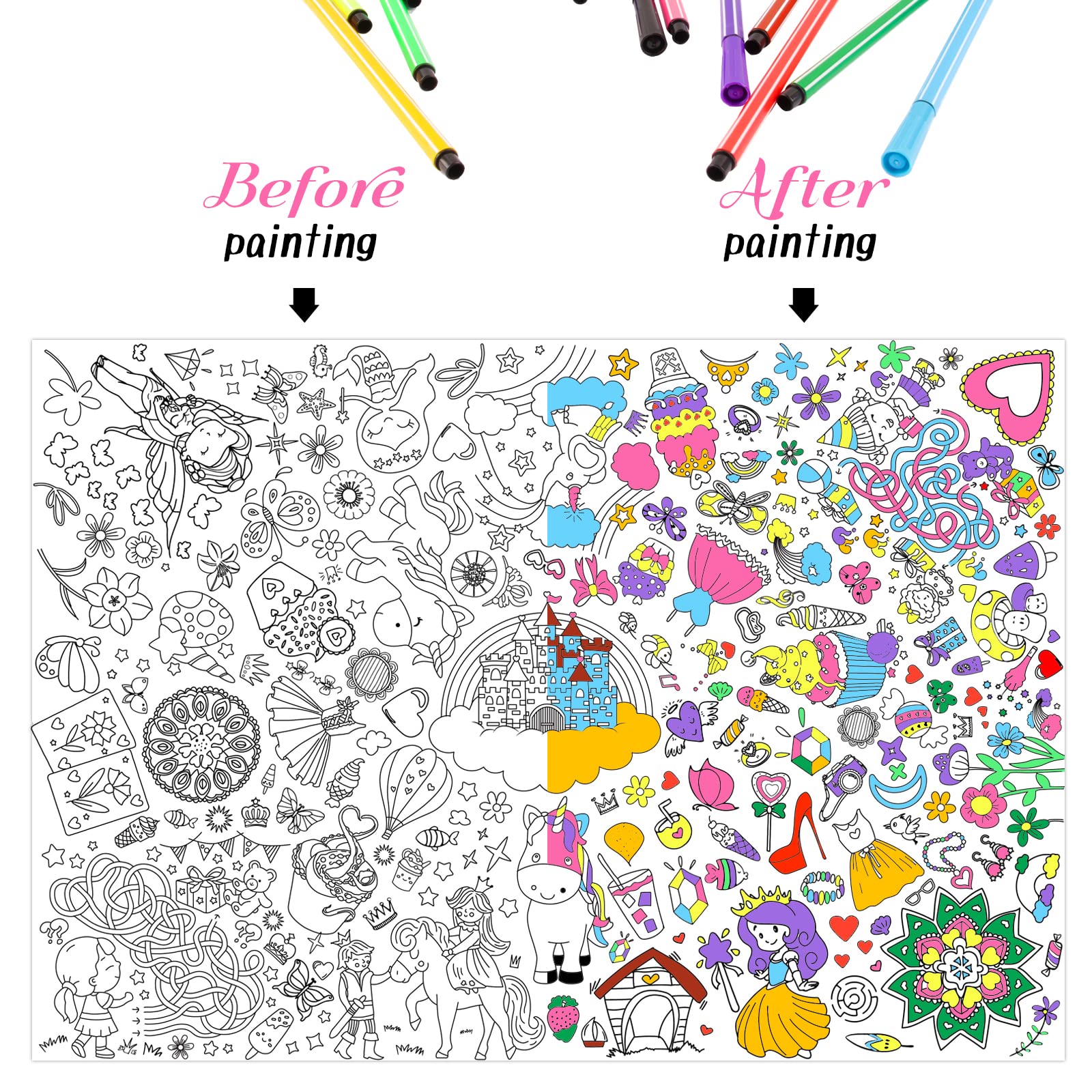 Tovaglia Da Colorare Unicorno 115x83cm - Con Pennarelli Per Bambini - Foto 12