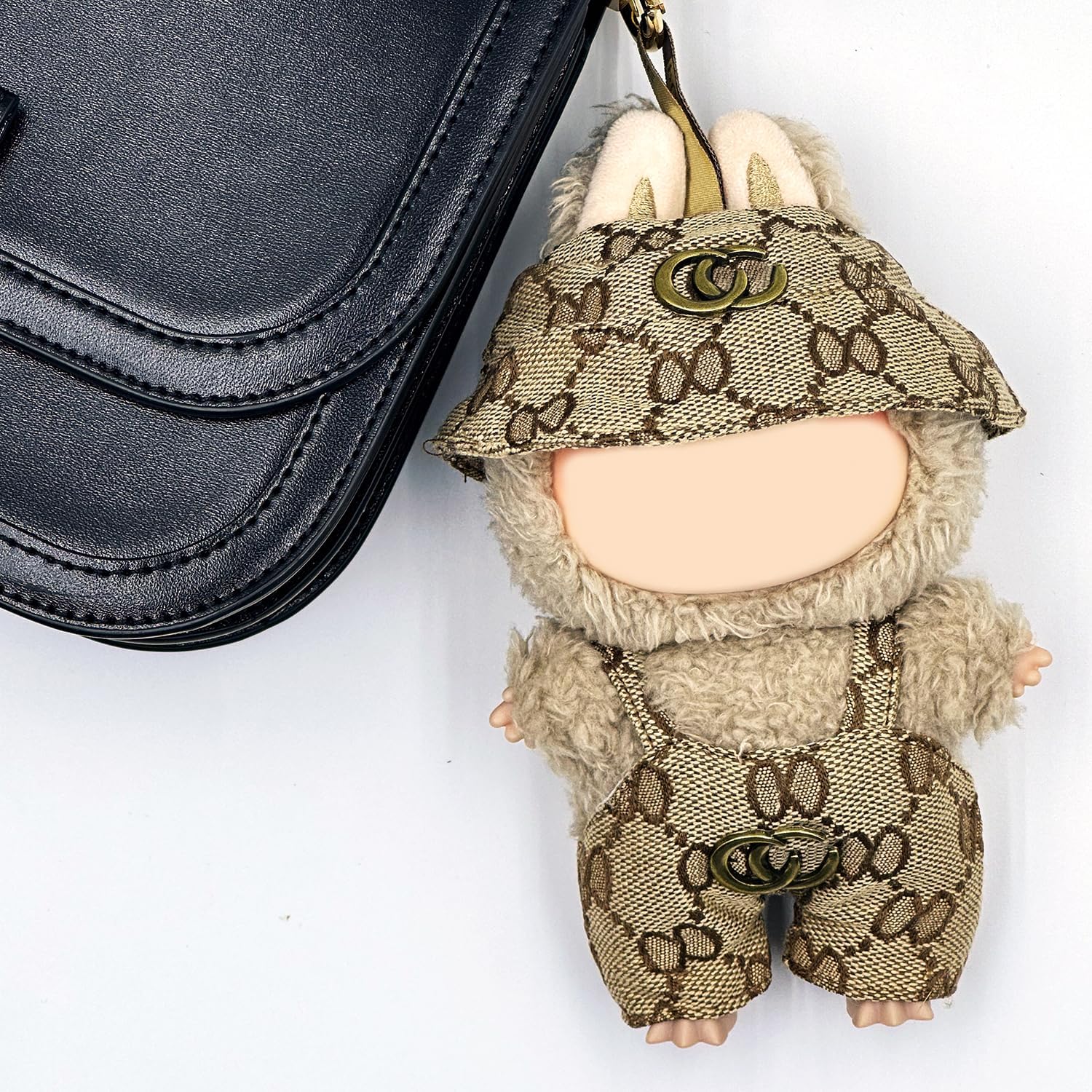 17cm Clothes Set(Only Outfit), Hat & Overalls Set for 6.7inch Doll, Cute Clothes for Dress up Unique Style, Stylish Clothes for Doll (Brown)