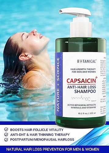 Miniatura 4 de Botanical Hair Growth Lab - Champú de pérdida de cabello con capsaicina - Prevención de adelgazamiento del cabello para hombres y mujeres - 10.2