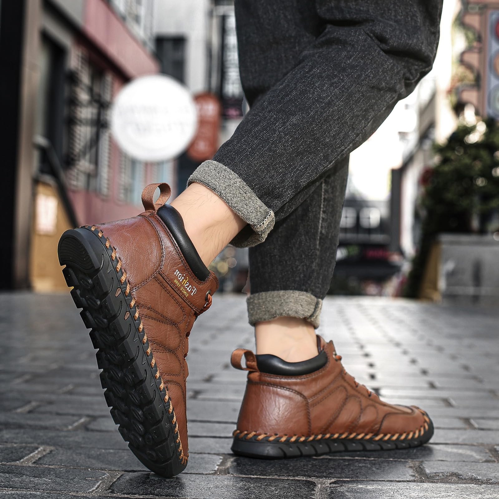 EKSMA Męskie sznurowane buty typu chukka do kostki wsuwane lekkie miękkie oddychające klasyczne buty do chodzenia bez podeszwy na co dzień
