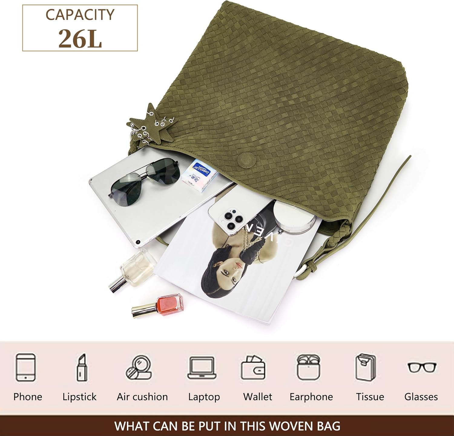 Woven Shoulder Bags Suede Hobo Slouchy Tote Purse with Adjustable Strap for Women, Large Spacious Crossbody bag