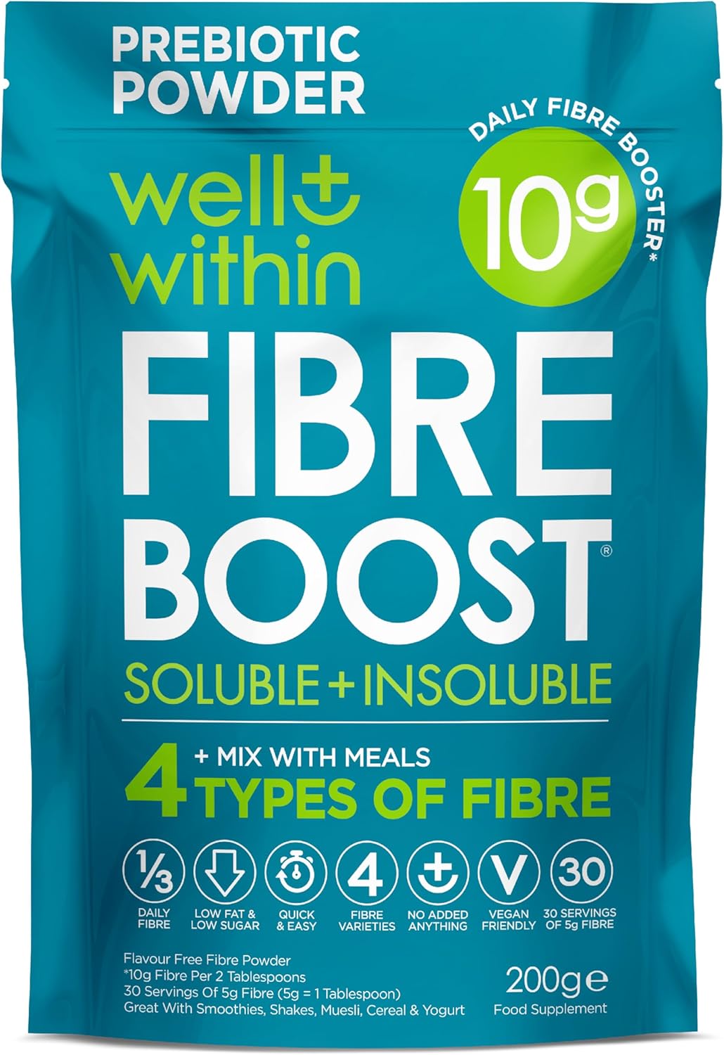 10g Fibre Supplement Prebiotic Powder, 1/3 NHS Daily Fibre, 4 Types