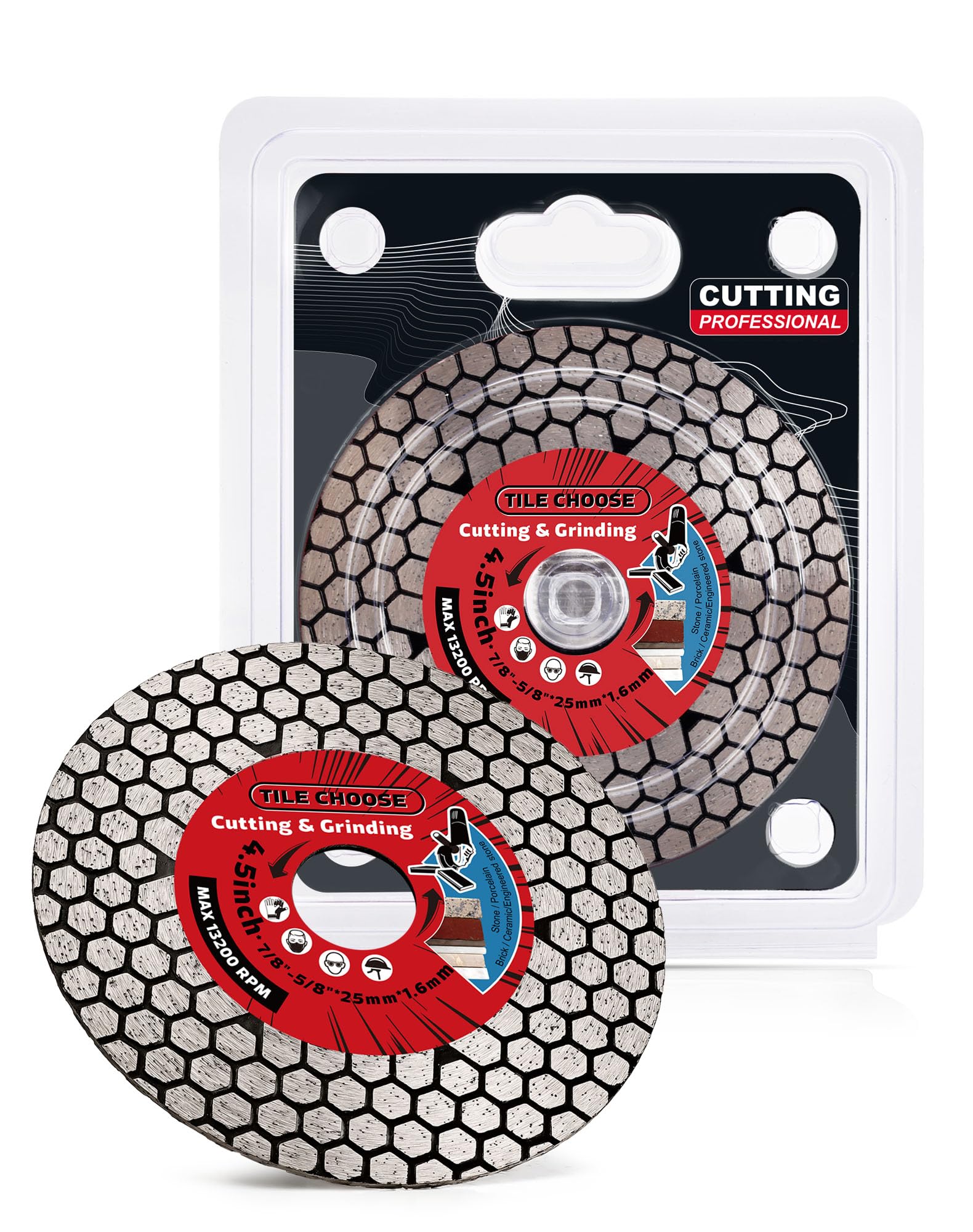 ZERICHIVE 2 Pack Tile Blade 4.5" Diamond Porcelain Blade for Cutting and Grinding on Ceramic Porcelain Tile Granite Marble