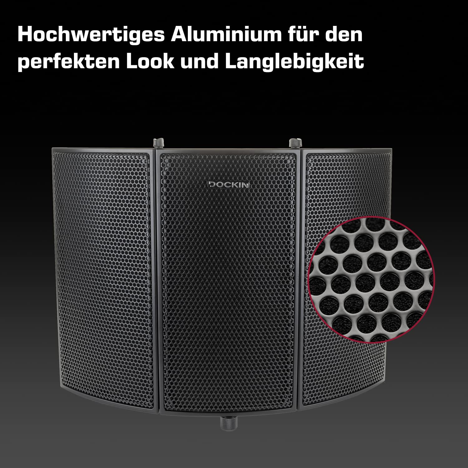 DOCKIN® Protezione acustica isolante per microfono pop con schiuma acustica ad alta densità, 3 lati, isolamento acustico per tutti i micros