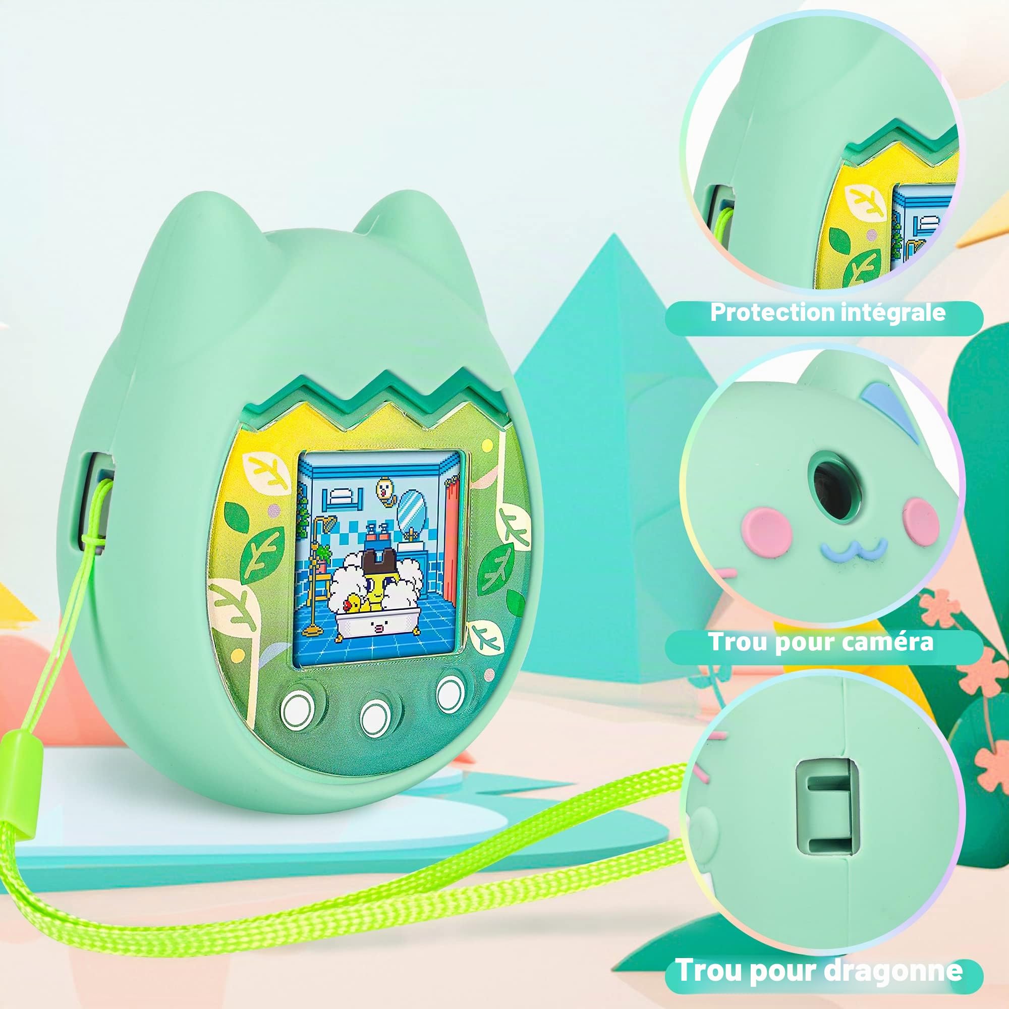 Housse en silicone et étui rigide Meetikar pour Tamagotchi Pix Protection d'écran et accessoire
