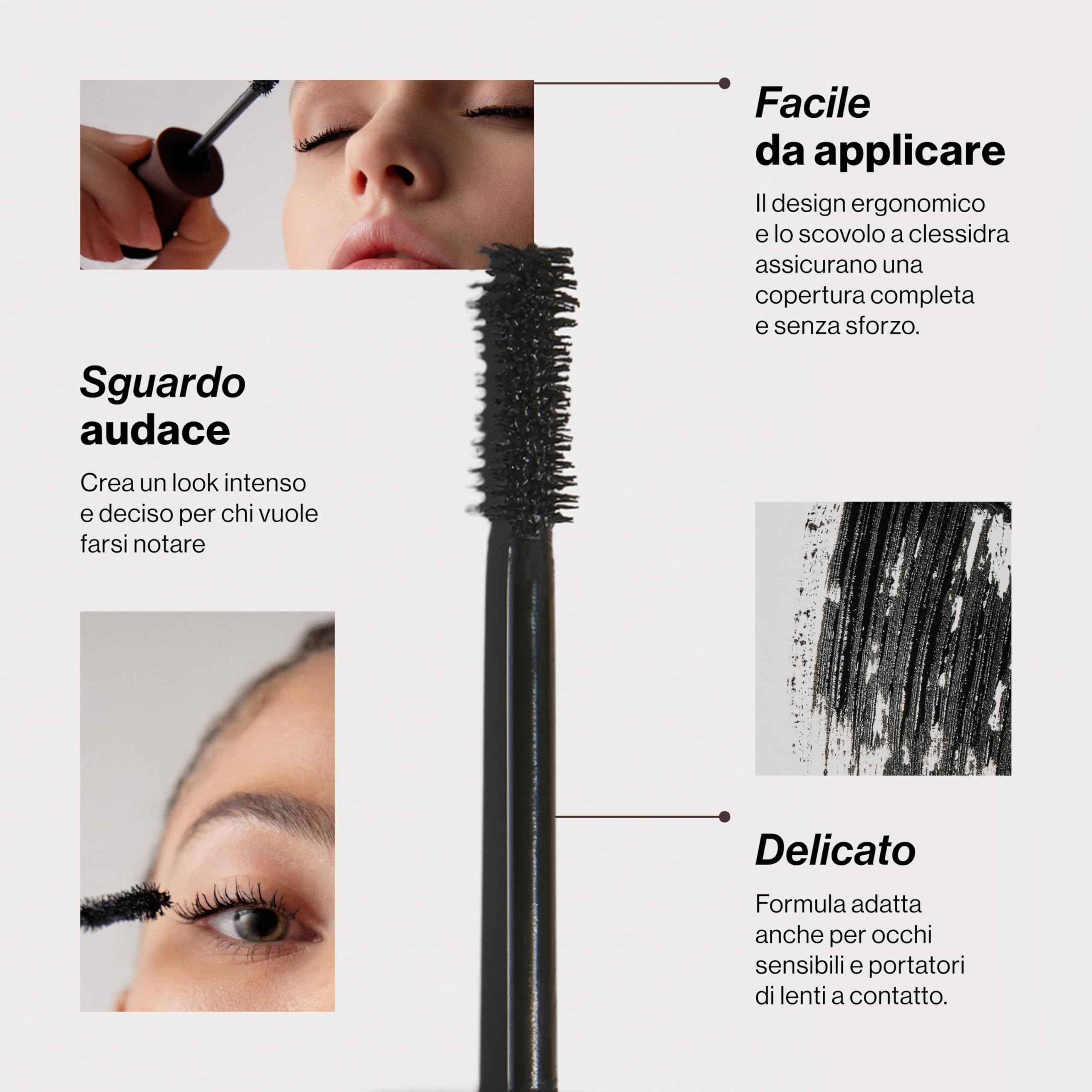 REBEYA Kit Mascara Volumizzante e Allungante Effetto Ciglia Finte + Double Lip Liner Nude Rosato Rossetto Matita Labbra 2 in 1 Lunga Tenuta Effetto Seta,Made in Italy