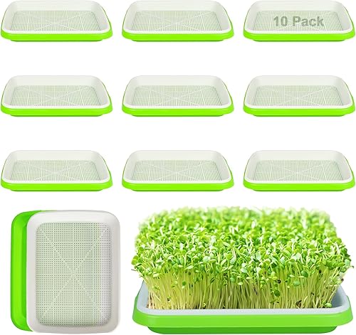 Bandeja de germinación de semillas, 10 paquetes de bandejas de cultivo de microgreens Kit de cultivo de brotes de gran capacidad, bandeja de