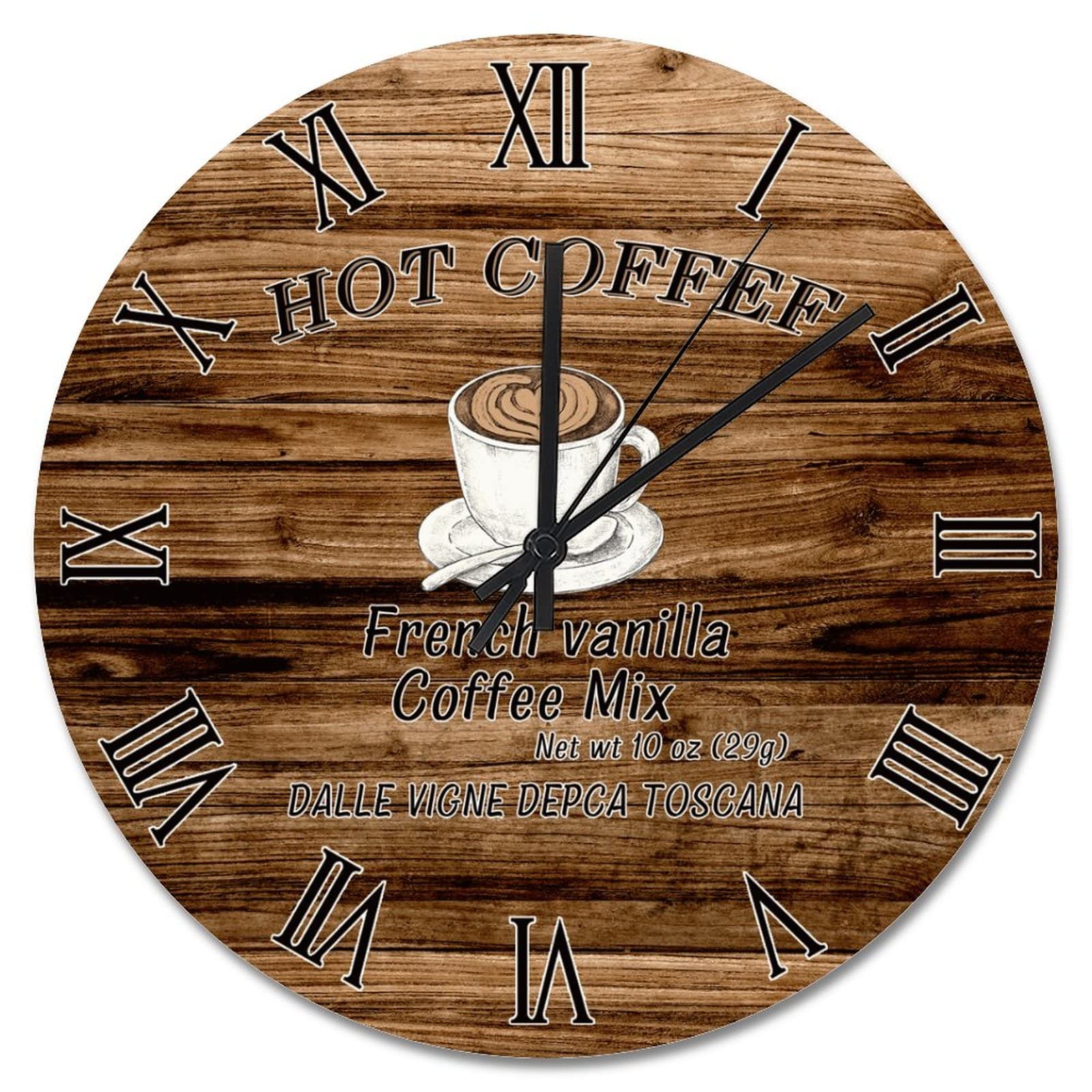 Horloge murale silencieuse 38cm marron effet bois pour salon et cuisine