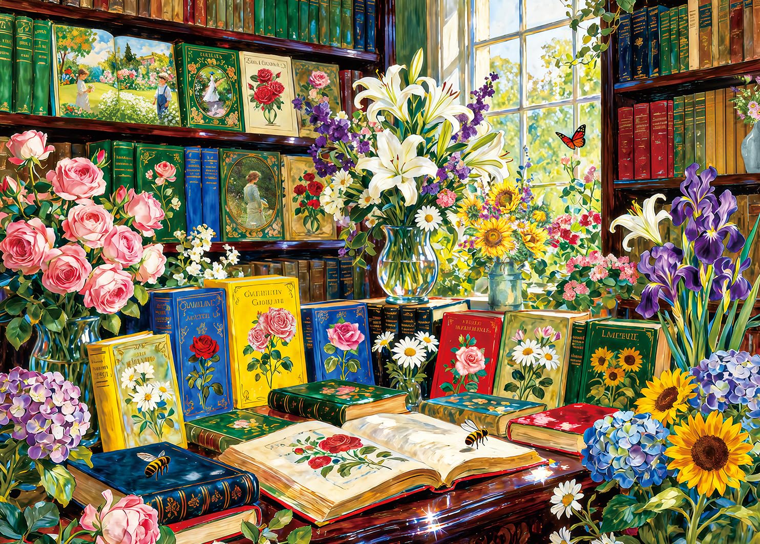 Puzzles 1000 Pieces for Adults jigsaw puzzles for adults-Vintage Book Nook-1000 Piece Puzzle Classic Educational Games Beautiful Decoration Puzzle — image 1