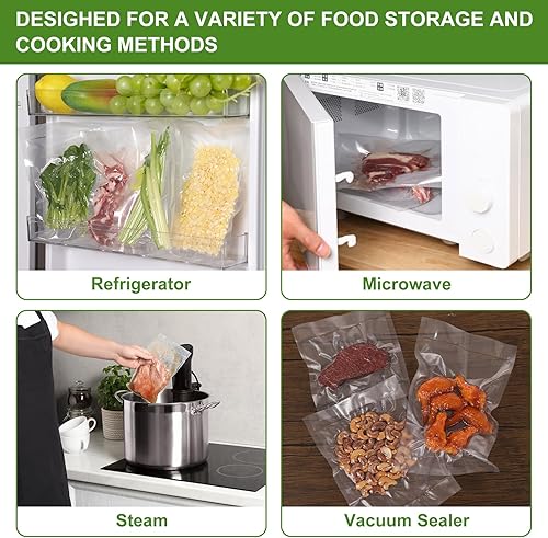 Miniatura 7 de Moretoes Bolsas selladoras al vacío, 3 rollos de 8 x 33 pies, bolsas para aspiradora de alimentos para guardar alimentos, rollos de bolsas de grado