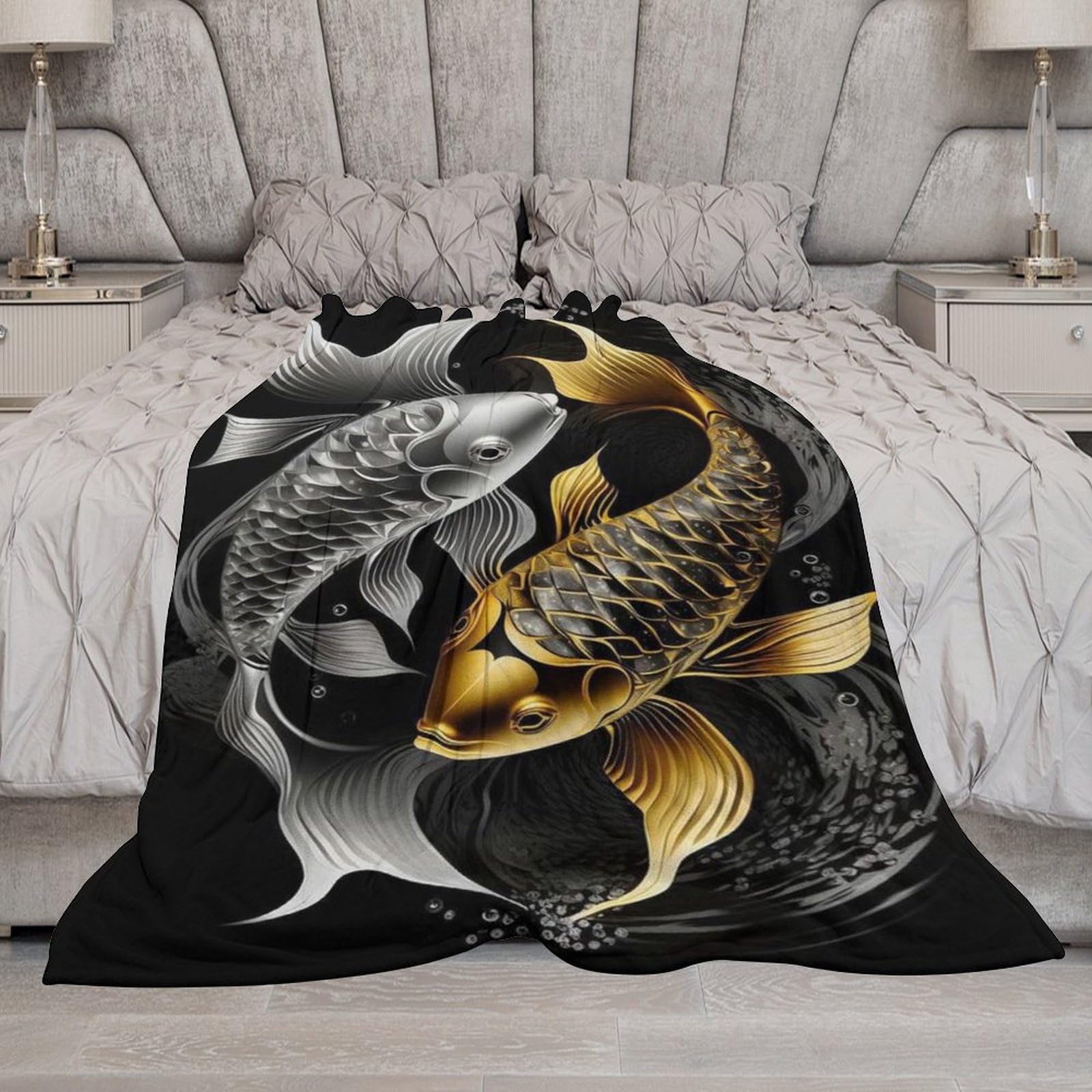 Fisch Kuscheldecke Flauschige Decke Decke Vier Jahreszeiten Wohndecke Dicke Sofadecke Couchdecke Weiche Fleecedecke Flannel Sofaüberwurf Tagesdecke Für Bett/Sofa （180×200cm）