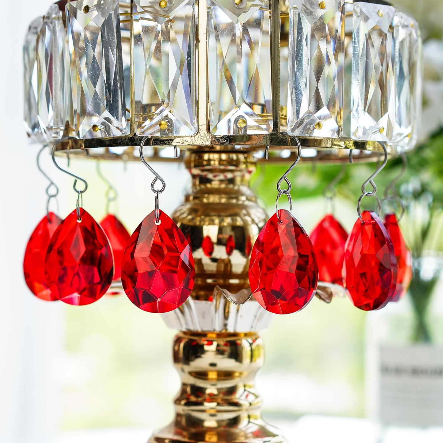 10pcs Bauhinia Crystal Suncatcher Prisms Chandelier Beads Replacement 38mm Hanging Crystals Ornam...