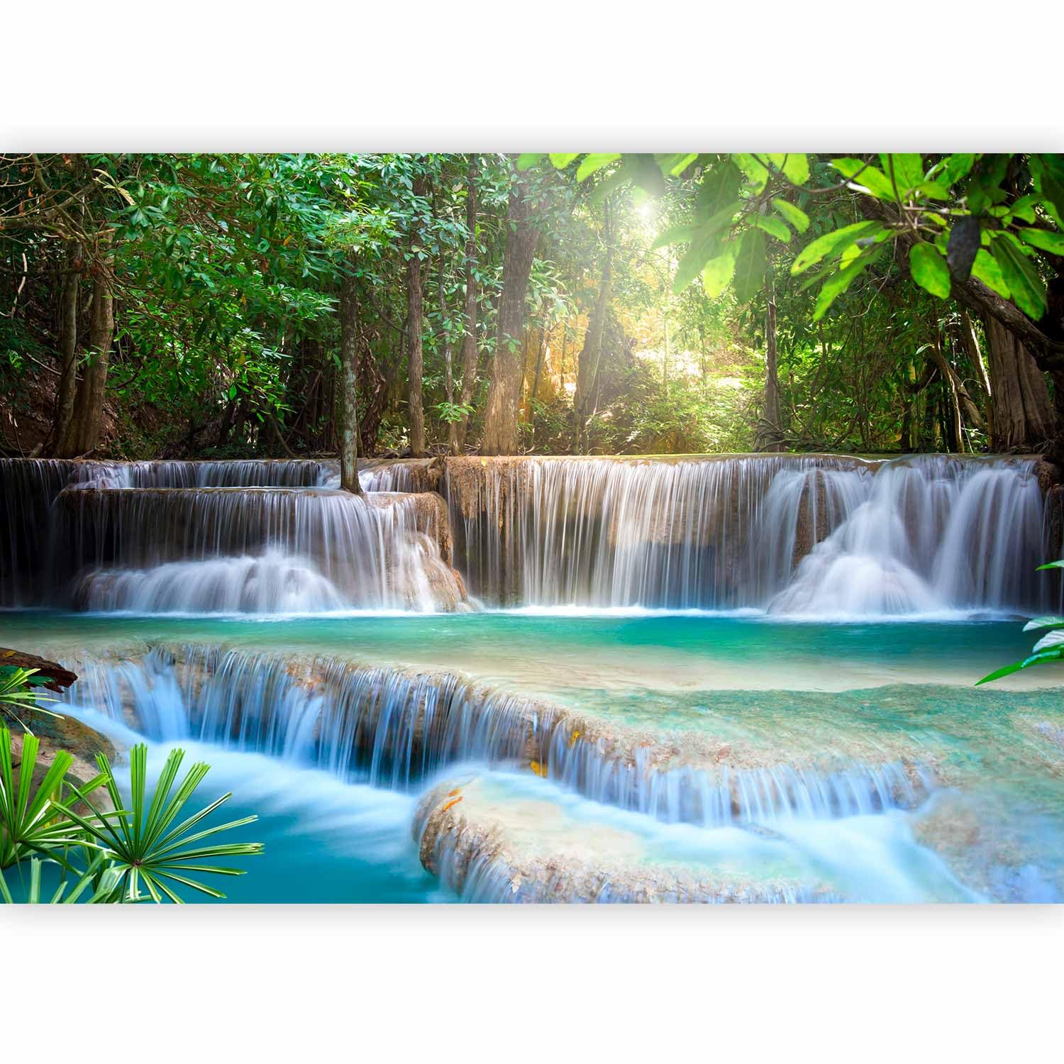 artgeist Wall Mural Waterfall 173x124 in - Peel and Stick Self-Adhesive Wallpaper Removable Large Sticker Foil Wall Decor Print Picture Image Design Landscape Nature Forest c-A-0006-a-b