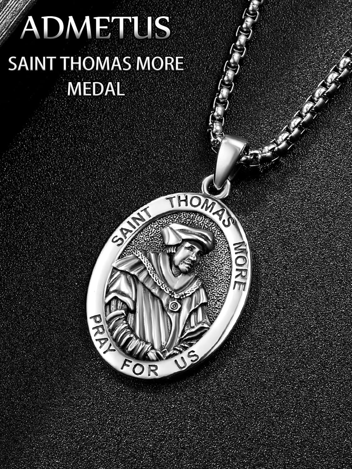 ADMETUS 925 Sterling Silver Patron Saint Medals | Amulet Necklace Protection Jewelry for Men with 2.5mm 22"+2" Rolo Chain | Religious Mothers Day Jewelry Gift for Mom
