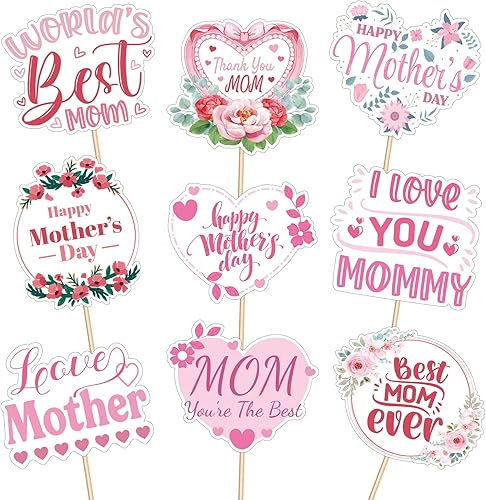 144 piezas de decoración para cupcakes para el Día de la Madre, Día de la Madre, agradecimiento, aperitivos, palillos de dientes, palillos de
