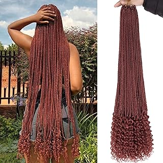 30 Inch Goddess Box Braids Crochet Hair with Curly Ends Pre-looped Godde...