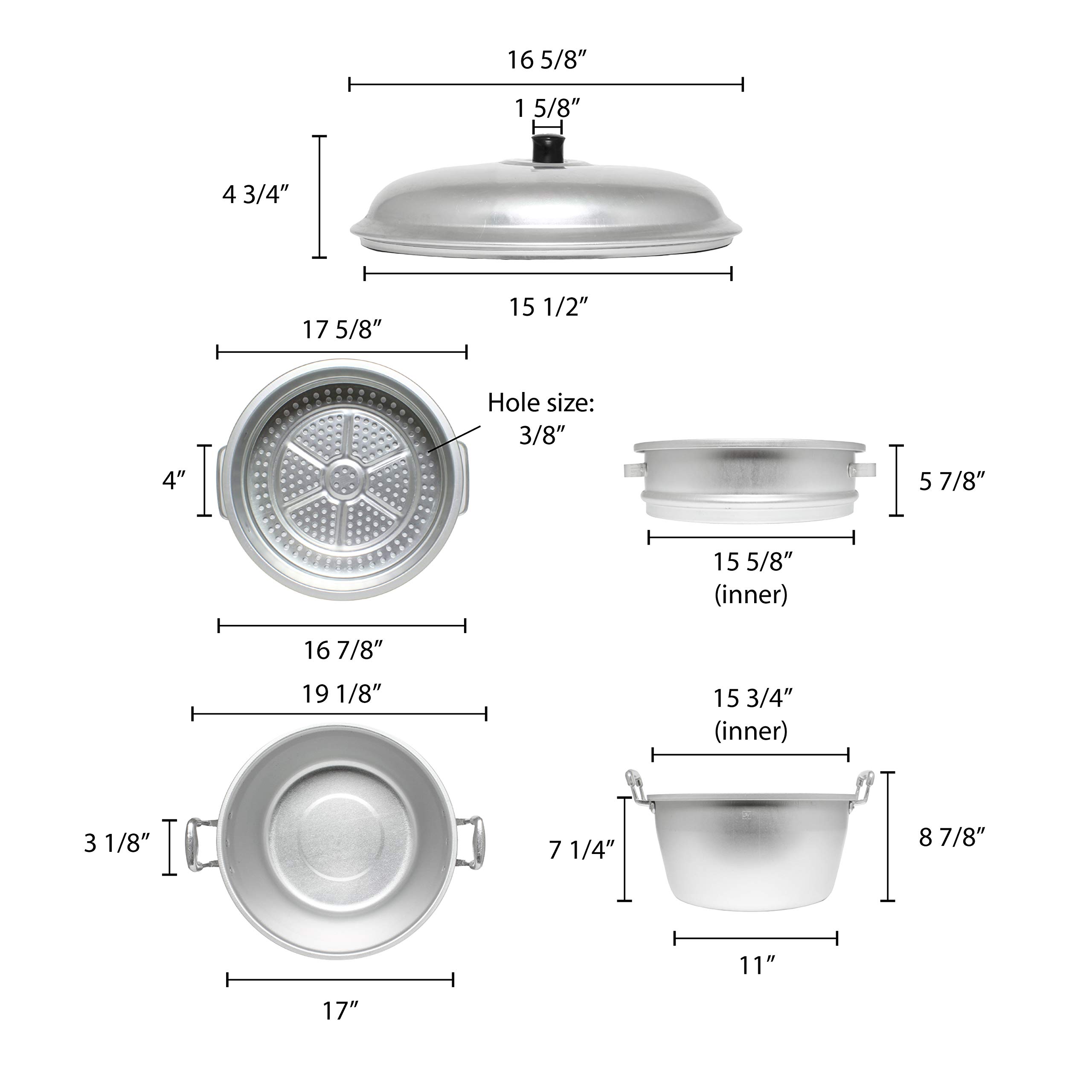 Excellanté 17 x 21 1/2 15.7 in Big Hole/Bottom Vaporizador de aluminio 2
