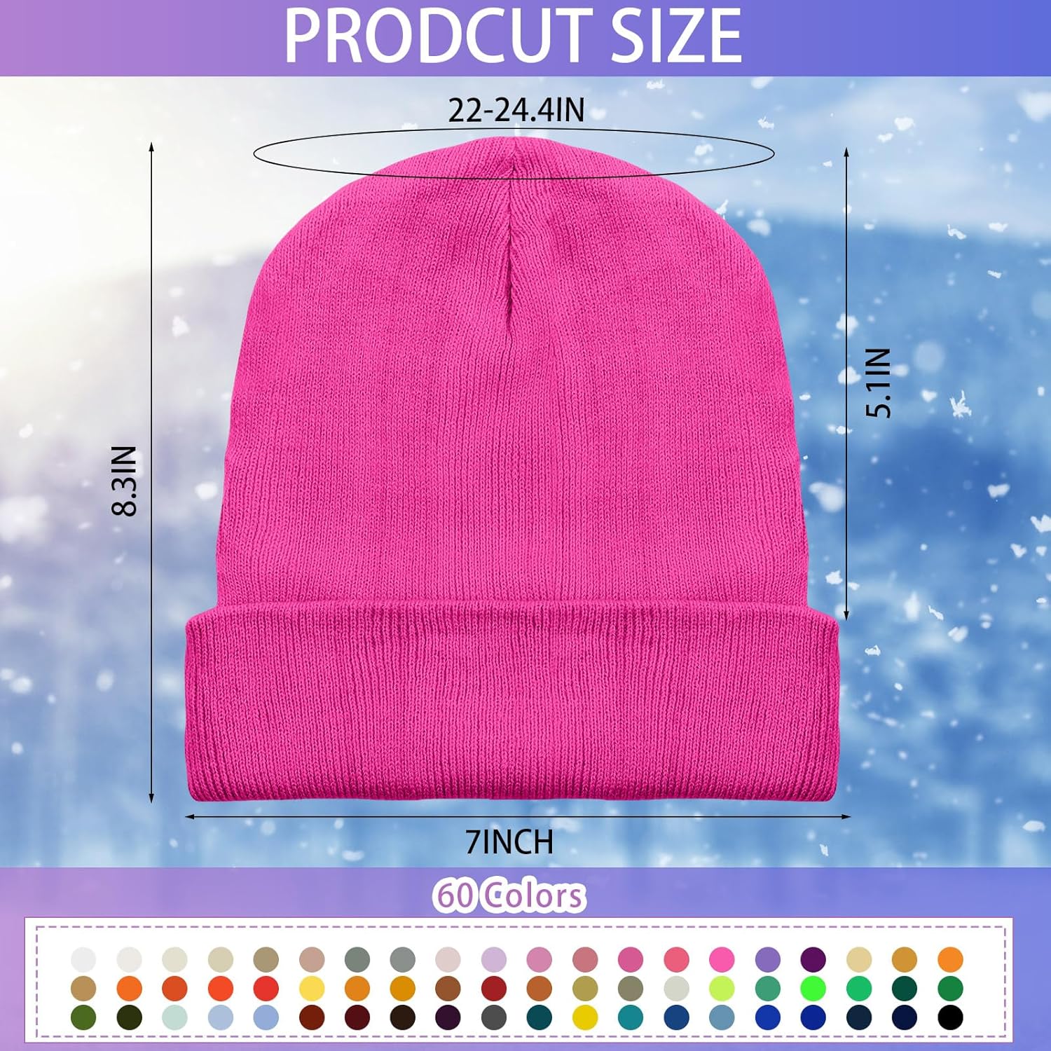 Suhine 60 Pack Winter Beanie Hats Bulk Assorted Unisex Colorful Beanie Hats Adult Warm Knit Skull Cap for Men Women Outdoor - Image 2