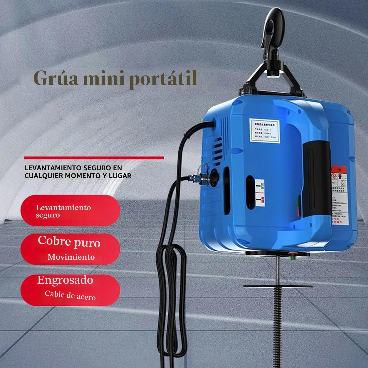 3 en 1 Polipasto eléctrico,Cabrestante eléctrico 220v con control remoto inalámbrico,cabrestante eléctrico portátil de 500kg/1100 libras,7,6m montacargas de balcón para almacén doméstico de