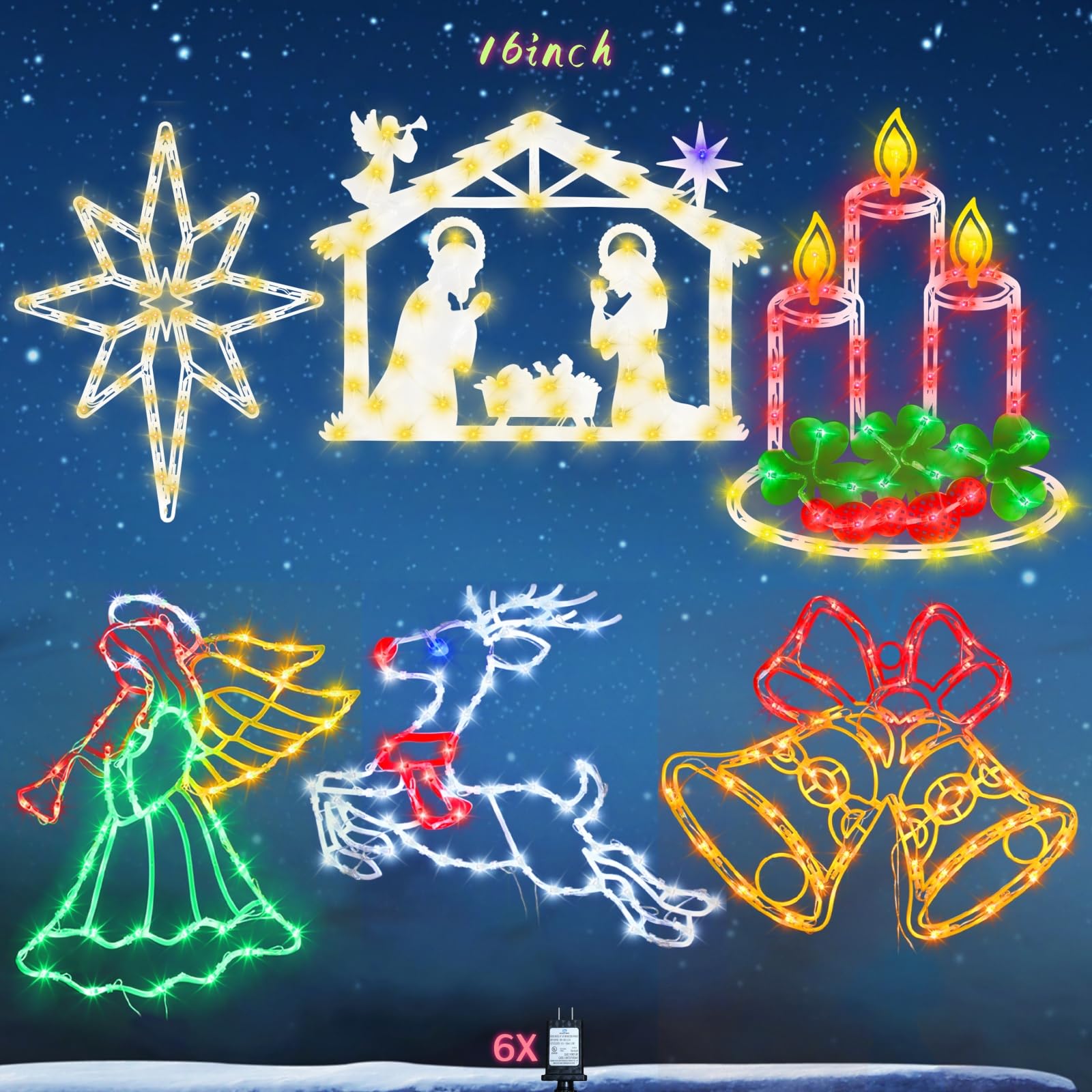 Silhouette de fenêtre de Noël étanche pour mur et vitre