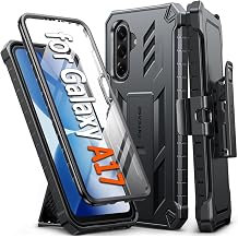 FNTCASE for Samsung Galaxy A17-5G Case Military Grade Rugged Cell Phone Cover with Kickstand & Belt Clip Holster | Shockproof TPU Protection Bumper Matte Textured for Galaxy A17 Cases 6.7 inch -Black