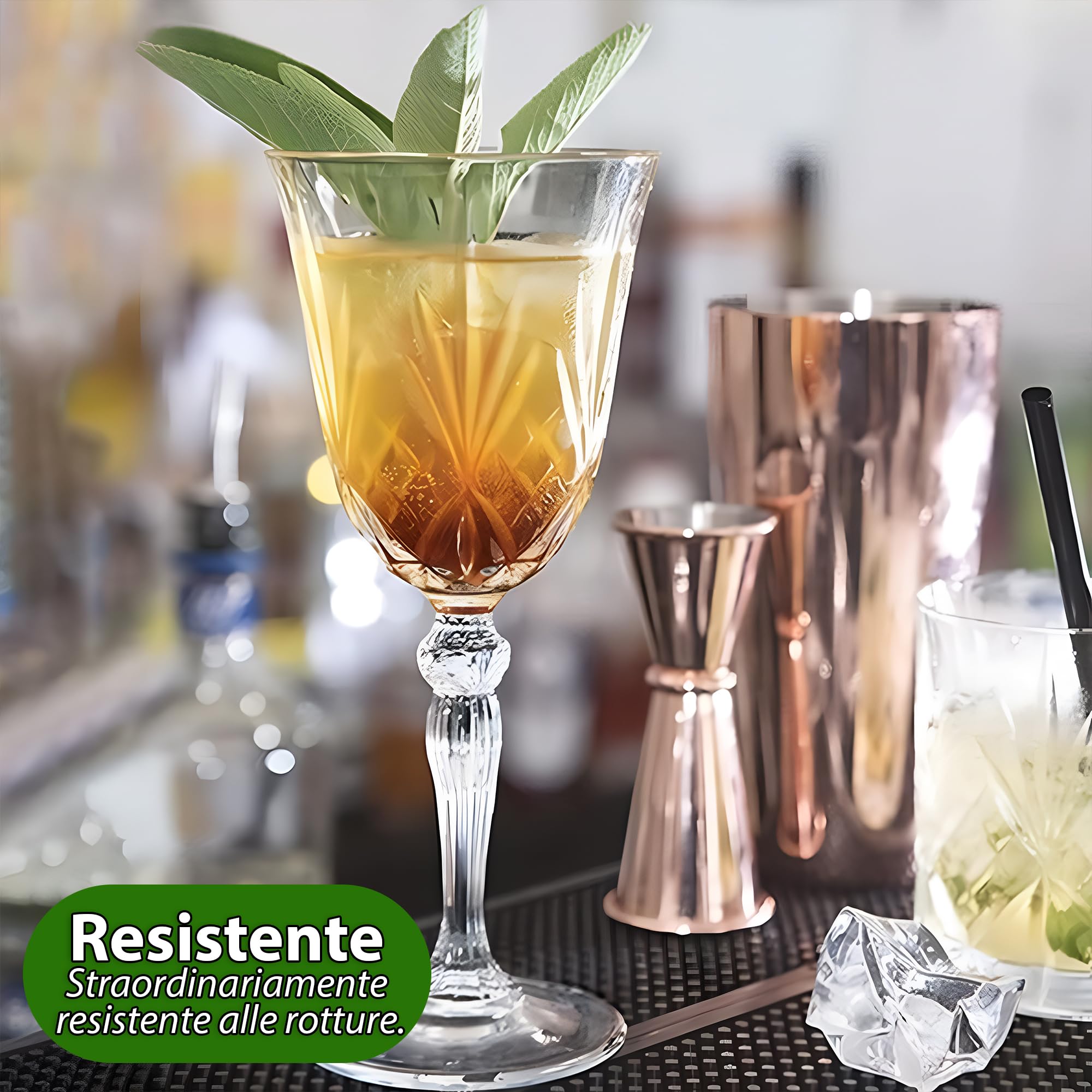 Sicignano - Juego de 6 copas de 27 cl, con 6 vasos de 34 cl, melodía para vino, agua, whisky, licores, cócteles, cristal ecológico, transparentes, resistentes, uso diario, para casa, restaurante,