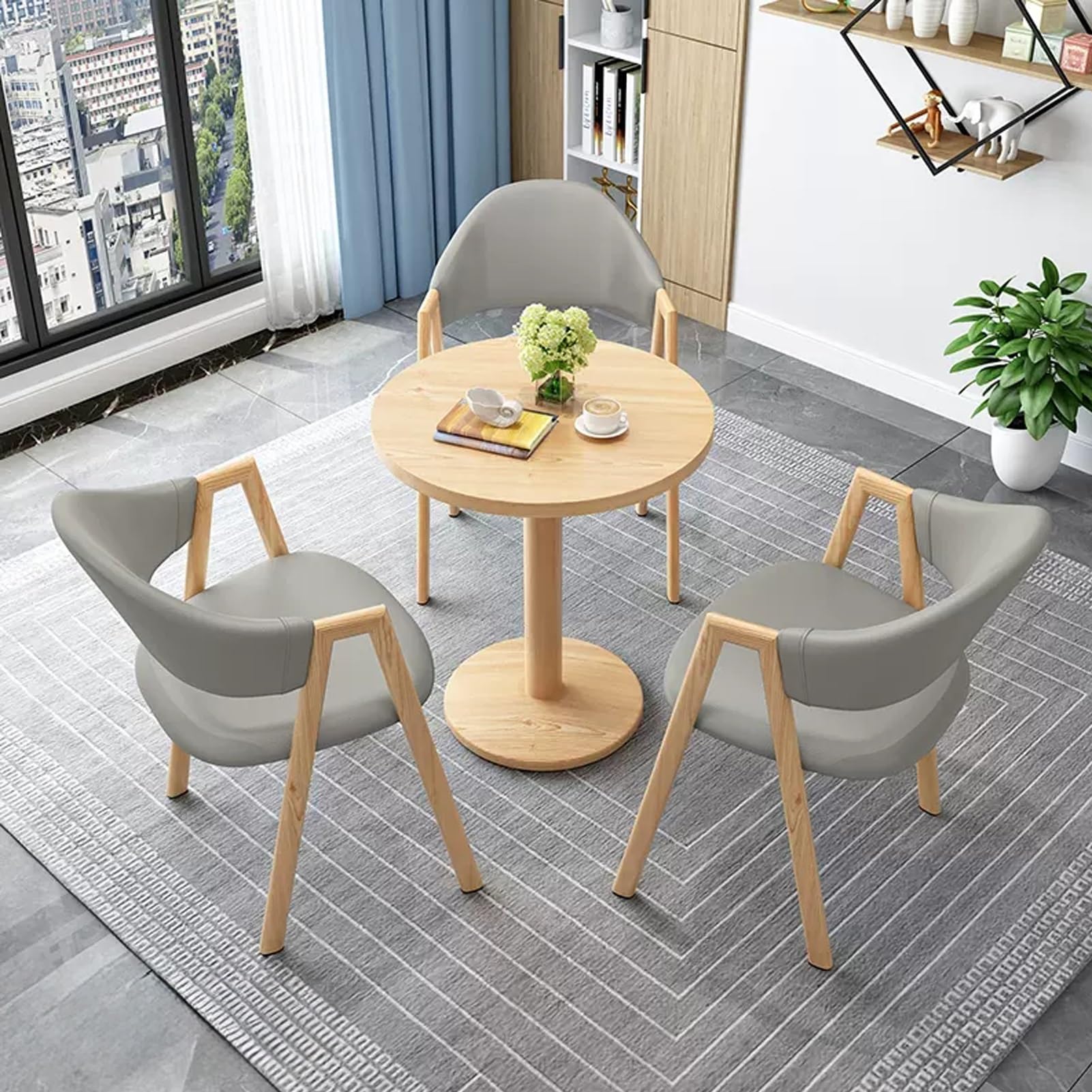 Modernes Büro- und Empfangsclub-Set mit Lederstühlen, platzsparend, für kleine Geschäfte, Konferenzraum, Möbel, weiche Rückenlehne, Sitz